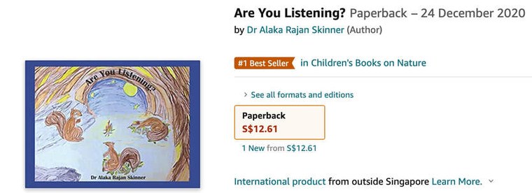 Are You Listening? on Amazon, a number 1 best seller in Children's Books on Nature